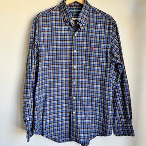 Vintage Ralph Lauren Men's Plaid Button-Down Shirt Classic Red Pony Long Sleeve